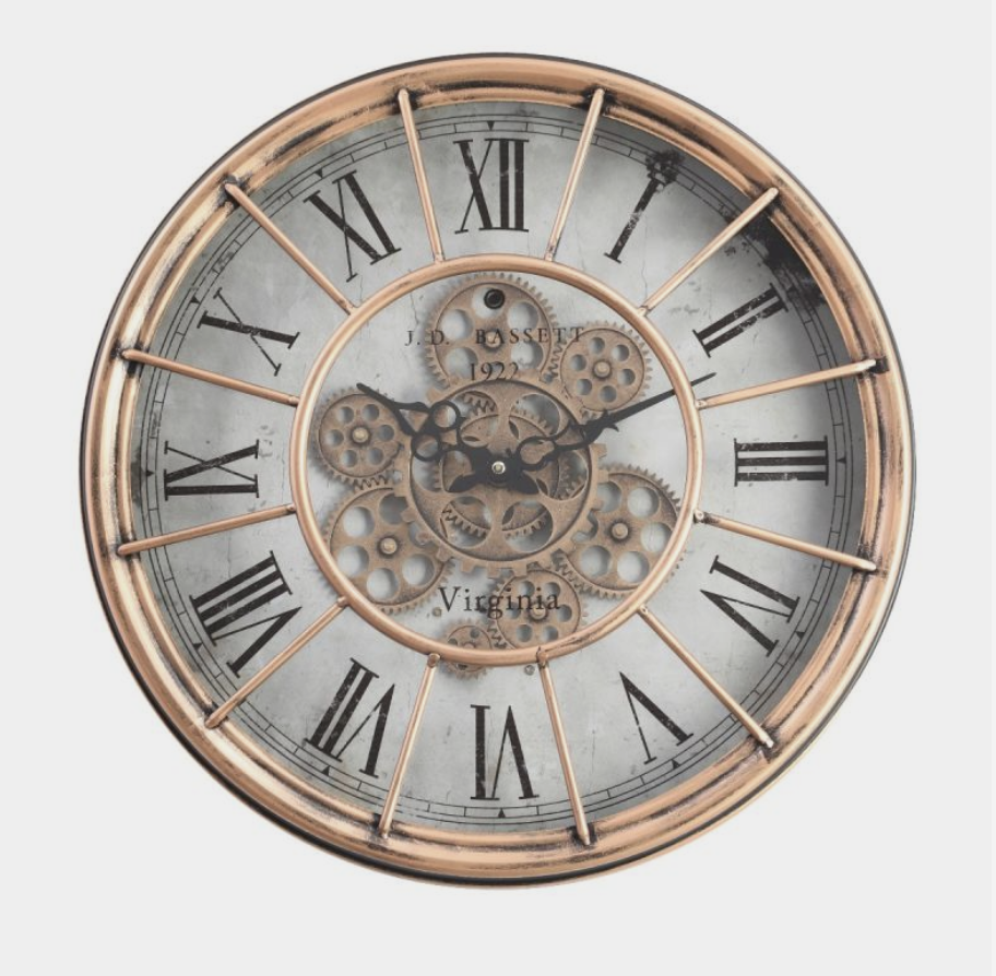 47cm Round Basset exposed gear movement wall clock